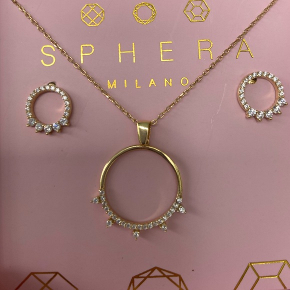 Sphera Milano Circle Pendant Necklace & Earrings - Picture 4 of 5